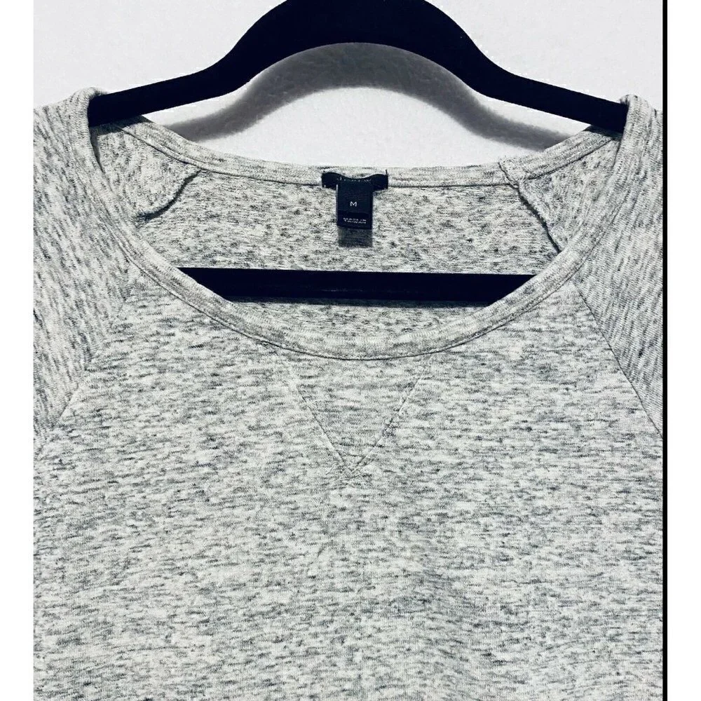 J Crew Womens Featherweight French Terry Sweatshirt Gray 3/4 Sleeve Medium